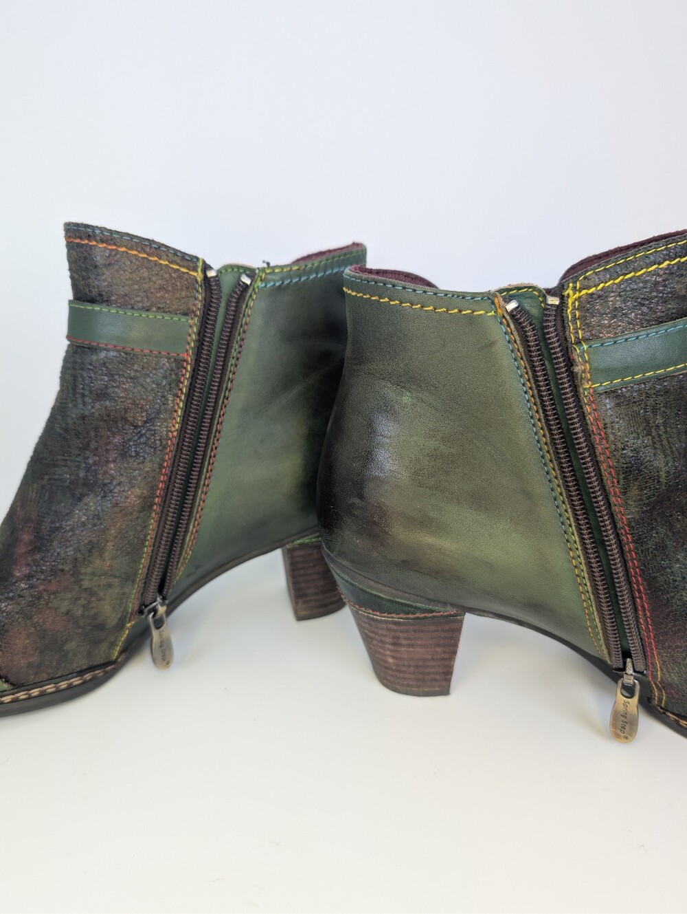 Spring Step L’Artiste Leather Ankle Boots Green Booties Size 8 Read Description! - Picture 10 of 15